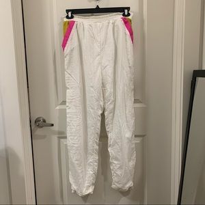80s/90s Vintage White Windbreaker Pants Size M